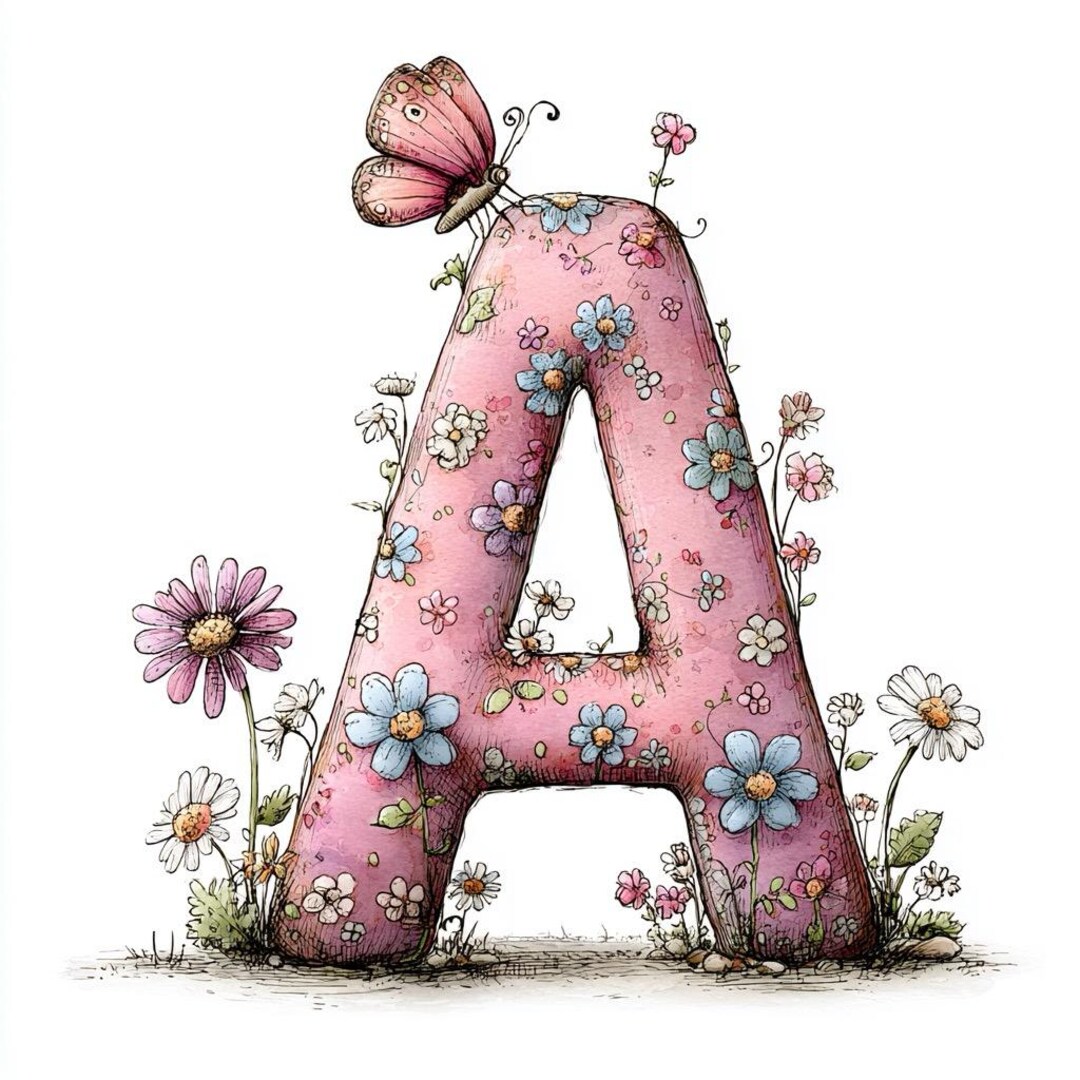 Spring Alphabet Letters 26 JPG Watercolor Spring Alphabet Clipart – Whimsical Flower Letters ...