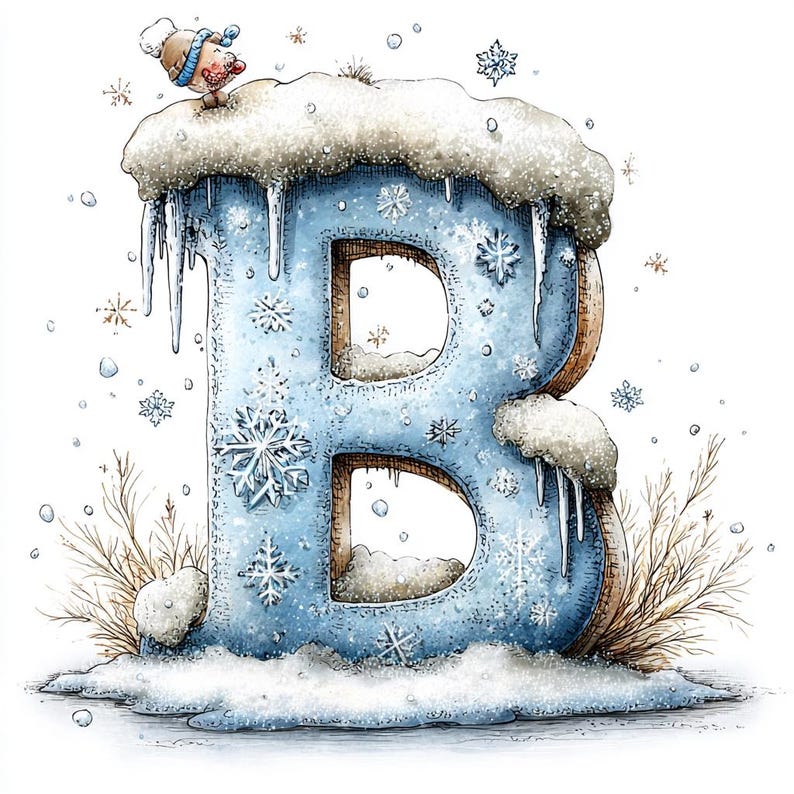 Winter Lettering R Whimsical Winter Alphabet Clipart Bundle – Snowy Letter Set JPG ...