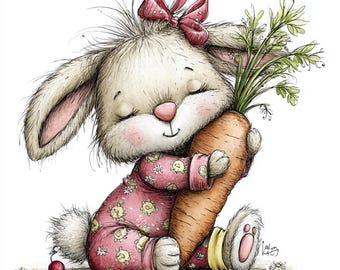31 JPG babykonijn clipart, schattige aquarel konijnen, hoge resolutie 300 dpi, Instant Download