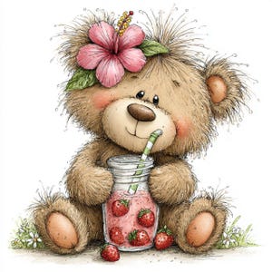 27 imágenes prediseñadas de animales del bosque veraniegos y caprichosos en formato JPG: adorables animales del bosque bebiendo jugo para diseños infantiles y de guardería. Uso comercial.