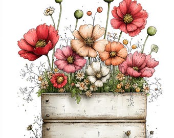 30 JPG Whimsical Flowers Spring Clipart: Floral Graphics (Digital Download)