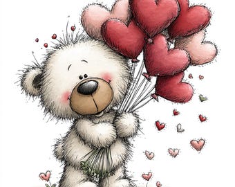 32 JPG Animals Valentine Day Clipart: Whimsical Graphics (Digital Download)