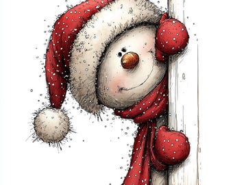 33 cliparts JPG de bonhomme de neige aquarelle furtivement aquarelle : images JPG des fêtes (téléchargement numérique)