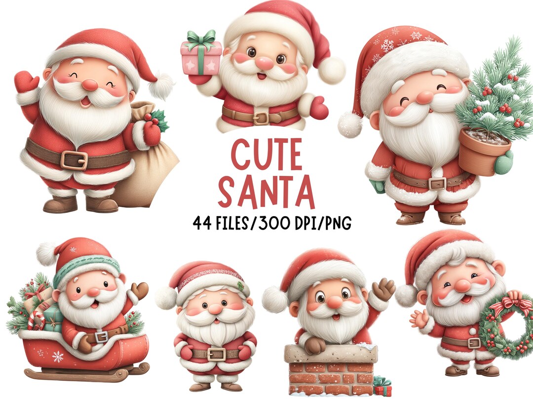 Santa Claus Clipart - Watercolor - Cute - Christmas Png - Santa ...