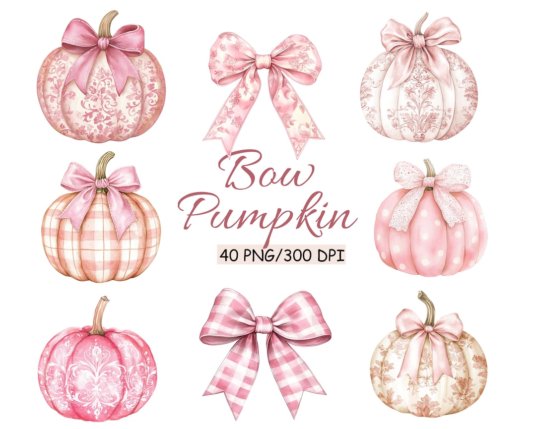 Watercolor Pink Pumpkin Clipart Set: 40 PNG Files (digital Download) - Etsy