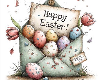 26 JPG Whimsical Easter Letters ClipartEaster Envelope Collection – Whimsical Letter & Mail Graphics – JPG Clipart Download for Printables