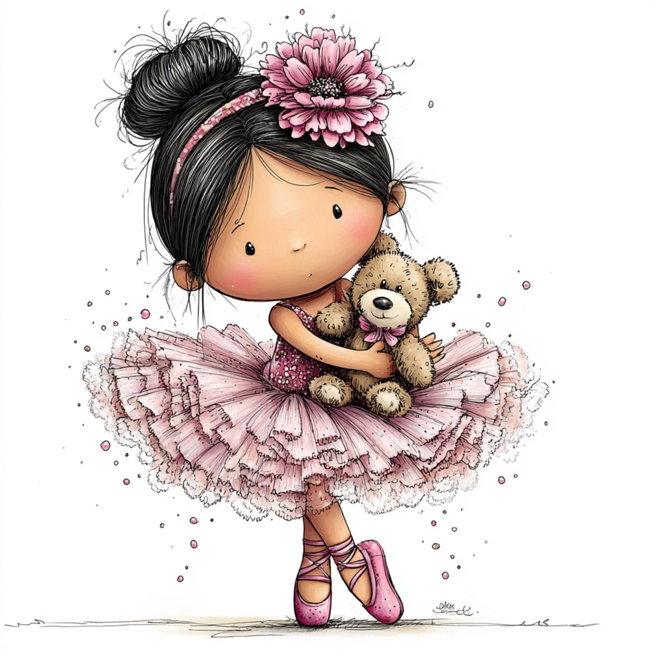 40 JPG Whimsical Pink Ballerina Girl Clipart – Cute Dance Princess PNG ...