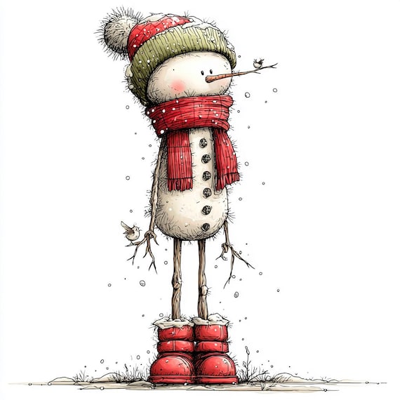 26 JPG Christmas Snowman Clipart – Whimsical Holiday Illustration Set – Instant Digital JPGs