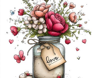 25 cliparts de fleurs fantaisistes de printemps JPG : graphiques floraux (téléchargement numérique)