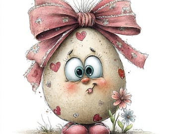 24 JPG Funny Eggs Easter Clipart: Whimsical Graphics (Digital Download)