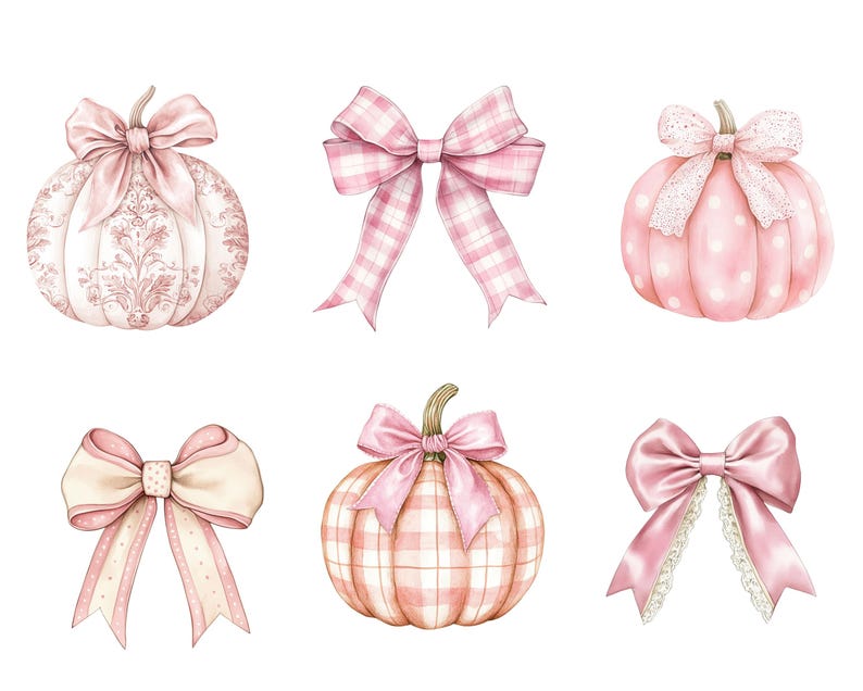 Watercolor Pink Pumpkin Clipart Set: 40 PNG Files (digital Download) - Etsy