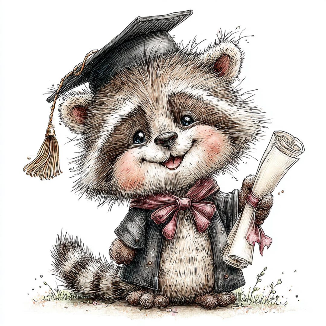 35 JPG Whimsical Animals Graduation Clipart – Cute Animal Graduates ...