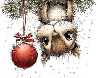 Clipart animaux de Noël des bois - lot d'illustrations des fêtes - téléchargement numérique instantané (ensemble JPG numérique)