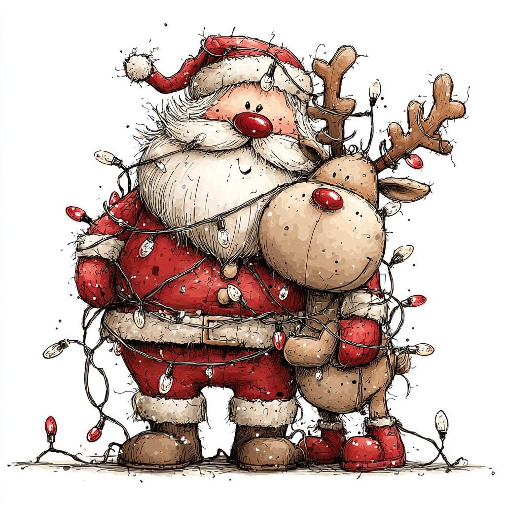 Santa & Reindeer Christmas Clipart – Festive Holiday Graphics – Digital ...