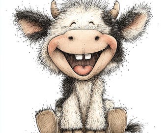 27 JPG Whimsical Farm Animals Clipart – Cute Cow, Lamb Pig Sitting – Sweet Smiling Farm Art for Crafts, Cards & Stickers – Commercial Use
