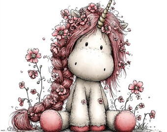 39 JPG Whimsical Unicorn Clipart: Girl Nursery Graphics (Digital Download)