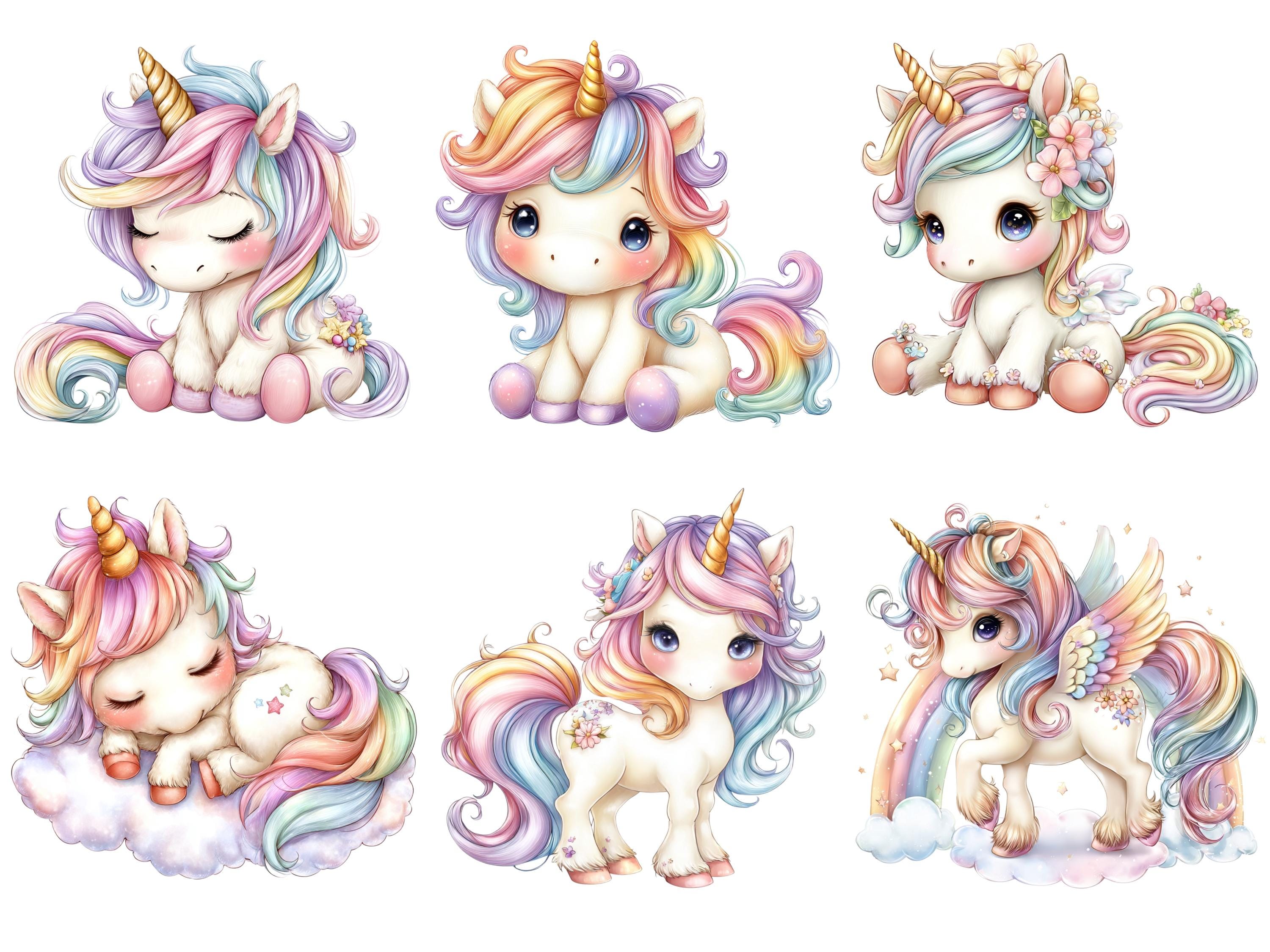 Cute Unicorn Clipart Set – Pastel Baby Unicorn PNG Bundle – Nursery Art ...