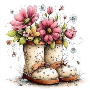 30 JPG aquarel lente bloemen clipart – schattige Cottagecore bloem illustraties JPG set | Commercieel gebruik