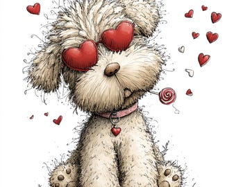 31 JPG Whimsical Valentine Dog Clipart – Cute Watercolor Love Dogs – Festive JPG Illustrations (Digital Download)