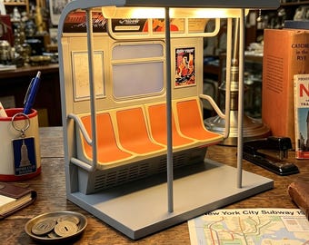 Retro NYC Subway Train Lamp, Vintage Industrial Urban Decor Night Light
