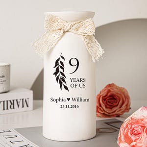 Custom Ceramic Anniversary Vase,Personalized Engagement Gift,Wedding Flower Pot for Couples,Anniversary Present,Unique Wedding Home Decor