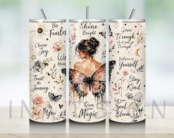 Positive Inspirational Tumbler Wrap: Sublimation 20 oz Skinny Tumbler PNG Design (Digital Download)