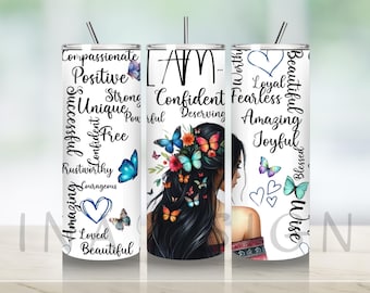Emballage de gobelet inspirant positif : gobelet mince 20 oz à sublimation, design PNG (téléchargement numérique)
