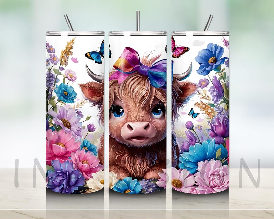 Highland Cow Tumbler Wrap PNG 20 Oz Skinny Tumbler Sublimation Design ...