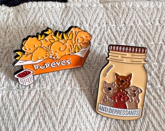 Dog Anti Depressants Enamel Pins, Cute Dog Badge, Dog Nuggets Brooch for Canvas Bags, Backpacks, Lanyards, Accessary for Dog Lovers