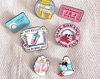 Dark Romance Book Club Enamel Pins, Library Badge, Reading Brooch for Book Lovers, Fun Gift for Book Club Members, Bookworms Gift