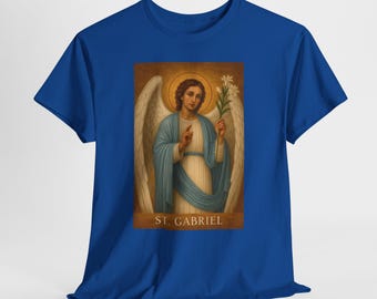 T-Shirt mit dem Erzengel Gabriel | Religiöses katholisches T-Shirt, christliches Führungs-Shirt