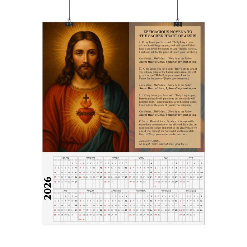2026 Catholic Calendar | Sacred Heart of Jesus 12-month Wall Calendar ...