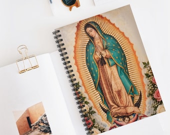 Cuaderno espiral de Nuestra Señora de Guadalupe / Diario de oración católica, regalo de herencia mexicana