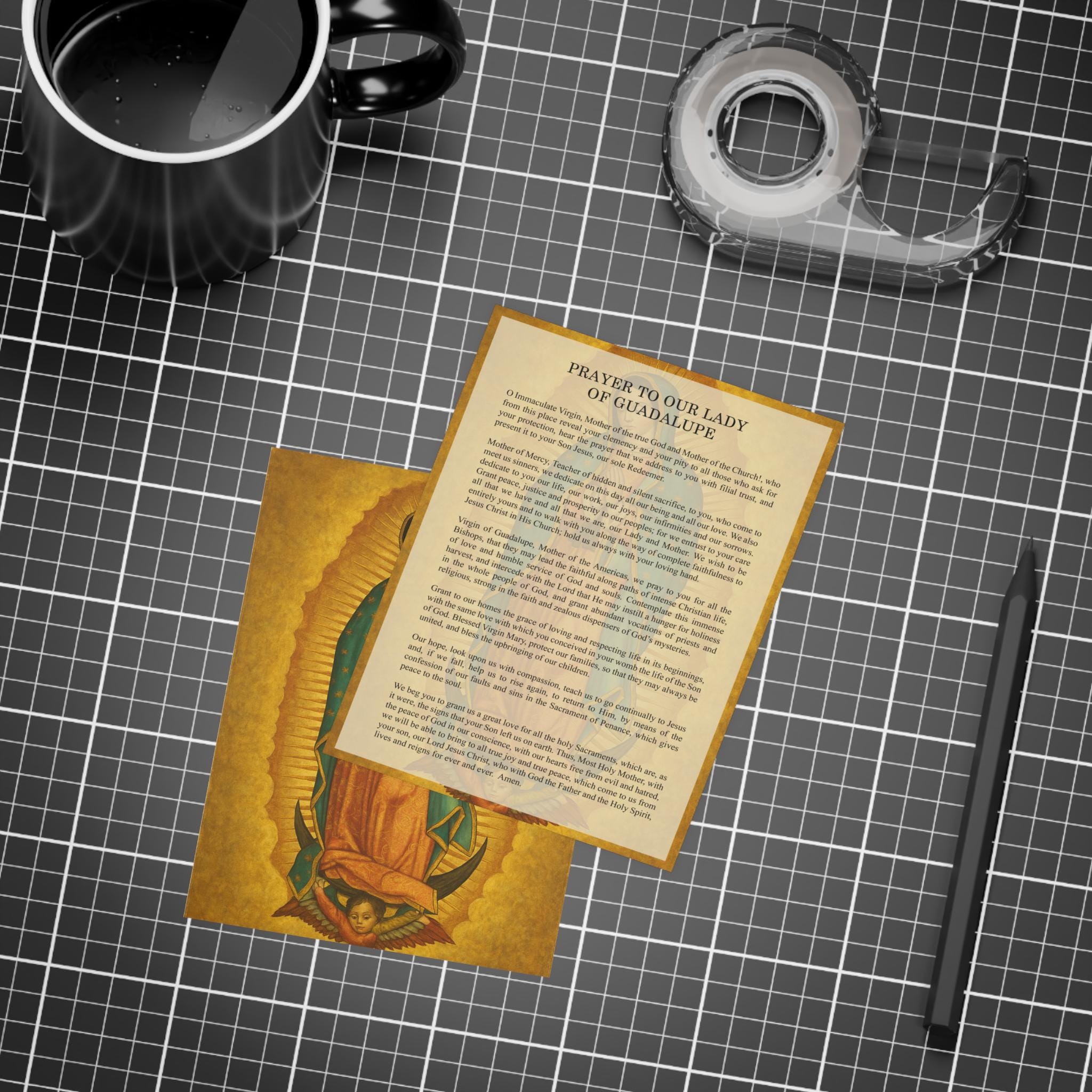 Our Lady of Guadalupe Prayer Cards | Juan Diego Tilma Devotion, Mexican ...