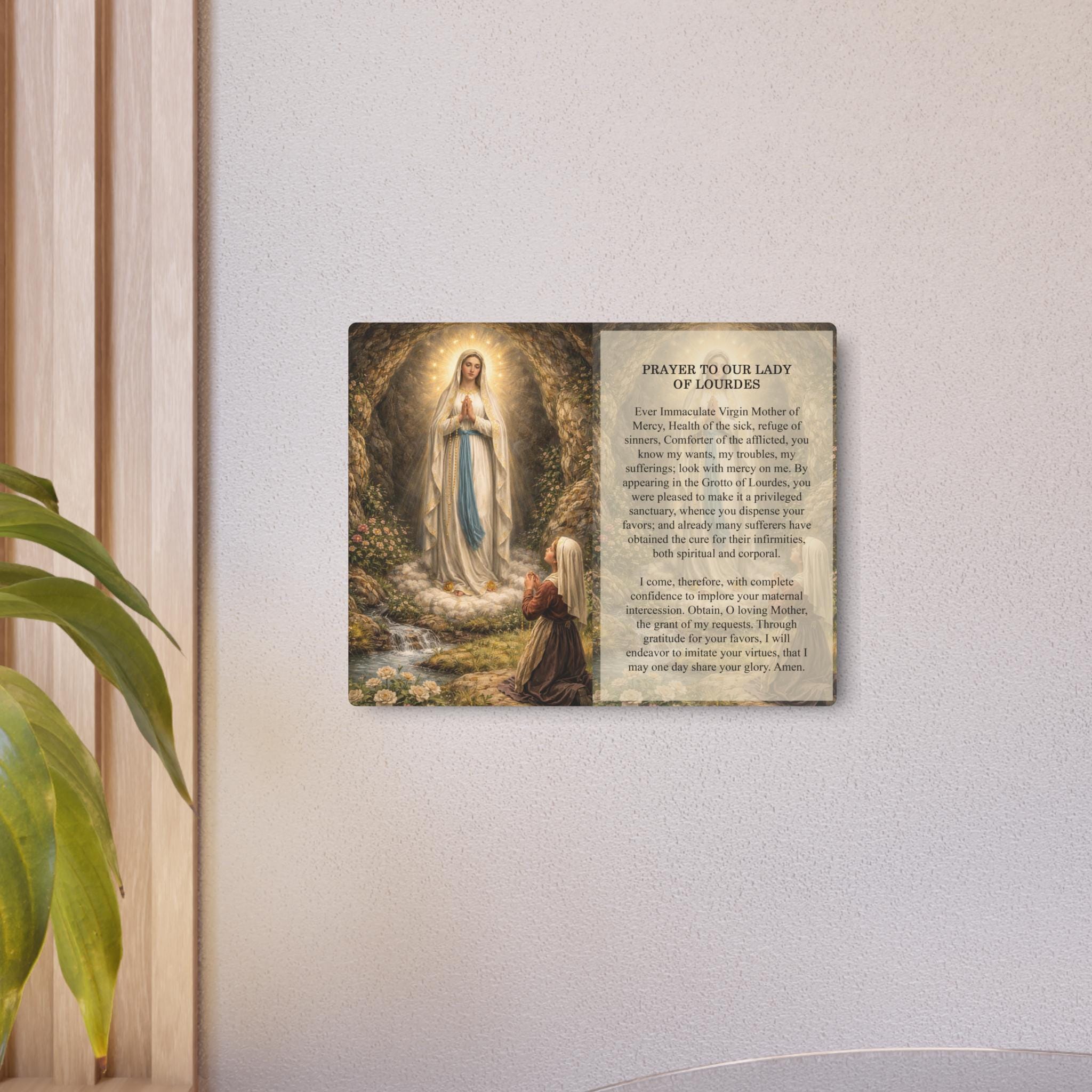 Our Lady of Lourdes Plaque | Matte Aluminum Composite Wall Art (prayer ...