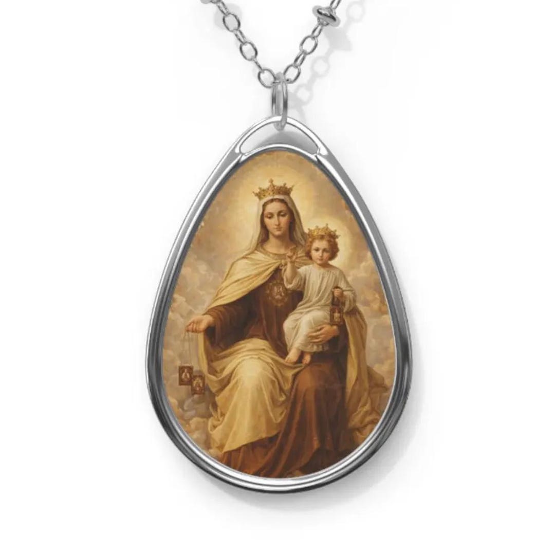 Our Lady of Mount Carmel Pendant Necklace | Zinc Alloy Catholic ...