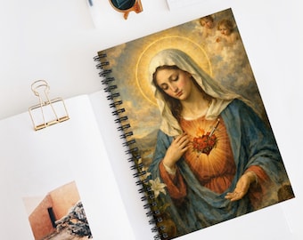 Immaculate Heart of Mary Spiral Notebook | Catholic Journal, Pocket, First Saturday Gift