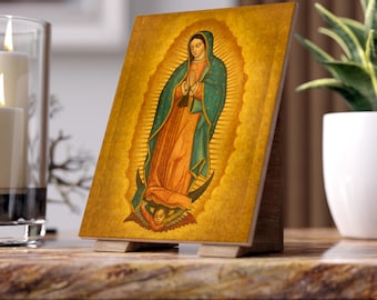 Our Lady of Guadalupe Ceramic Tile | 6x8 Kiln-Fired Catholic Wall Art