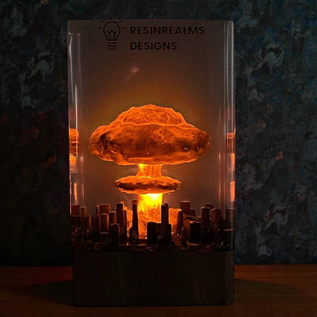Explosion Decor Nuclear Explosion Resin Lamp With City Skyline, Mushroom Cloud LED ...
