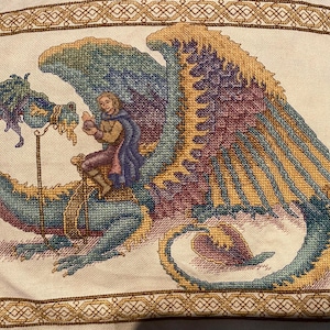 Drachenritt-Kreuzstich-PDF + SAGA Pattern Keeper Markup Sampler Japanische Wildnis-Stickerei Primitiv DMC Sofort-Download