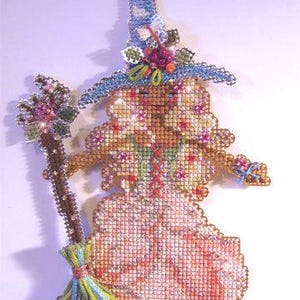 Sadie the Spring Witch Cross Stitch Pattern PDF Dress Up Princess Queen Witch Magic Fairy Tale Lady Ribbon Season Needle Vintage Chistmas