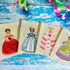 Set 4 Printable Cross Stitch Digital PDF Pattern Keeper Markup LITTLE WOMEN Novel Meg Amy Jo Beth Character Rare Louisa May Alcott
