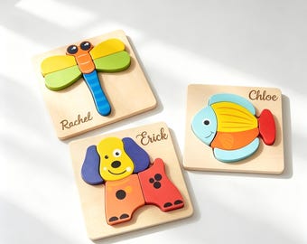 Montessori Wooden Puzzle Toy for Toddlers, Personalized Name Puzzle Board, Learning Toy, Fine Motor Skill Toy