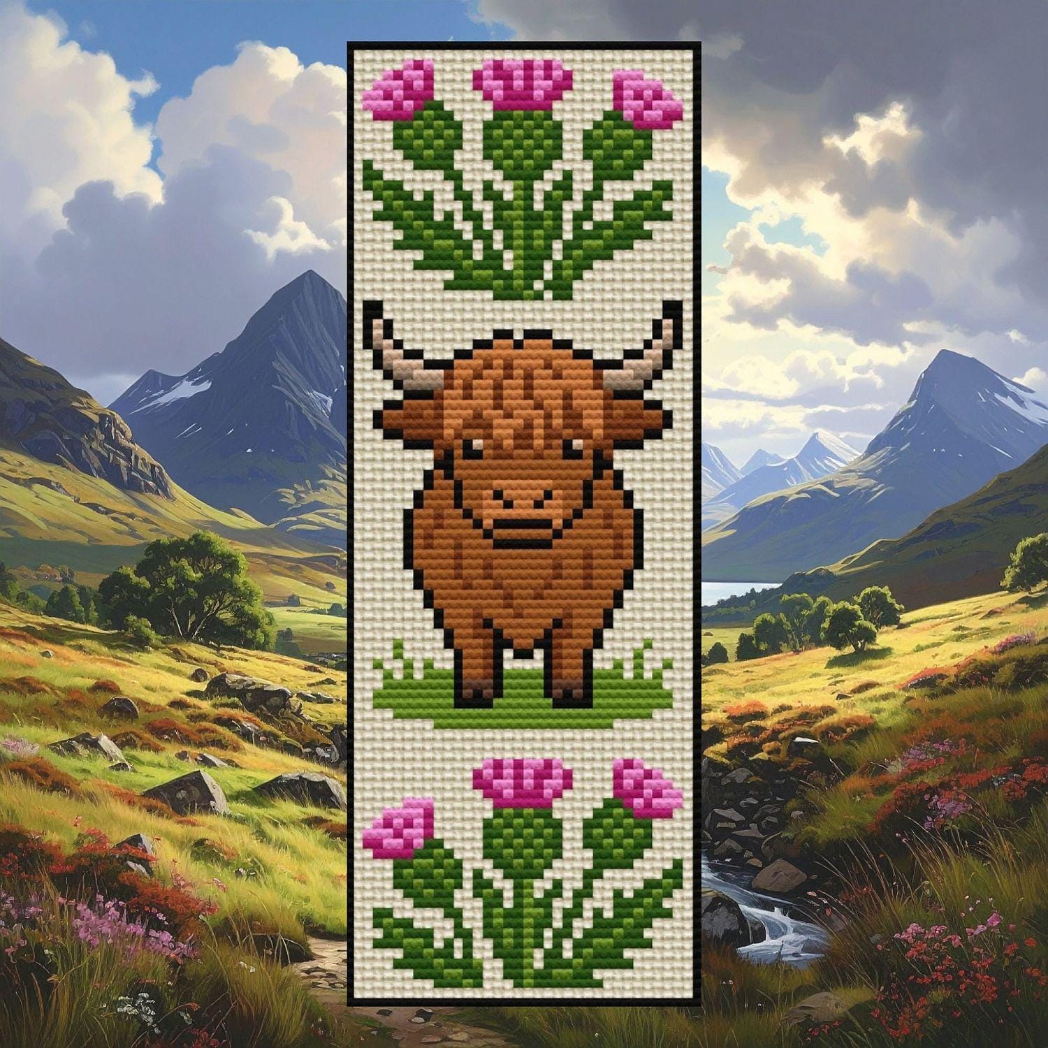 Highland Cow Bookmark Cross Stitch Pattern PDF - Digital Instant ...