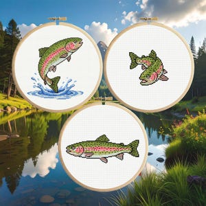 Rainbow Trout Cross Stitch Pattern PDF Bundle - 3 Pattern Collection – Digital Download