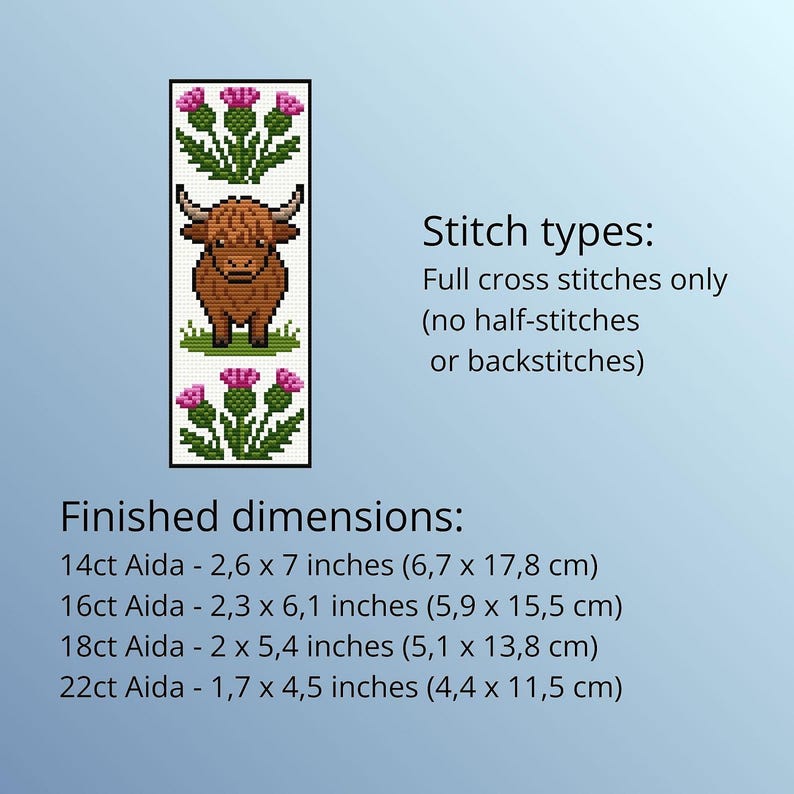 Highland Cow Bookmark Cross Stitch Pattern PDF - Digital Instant ...