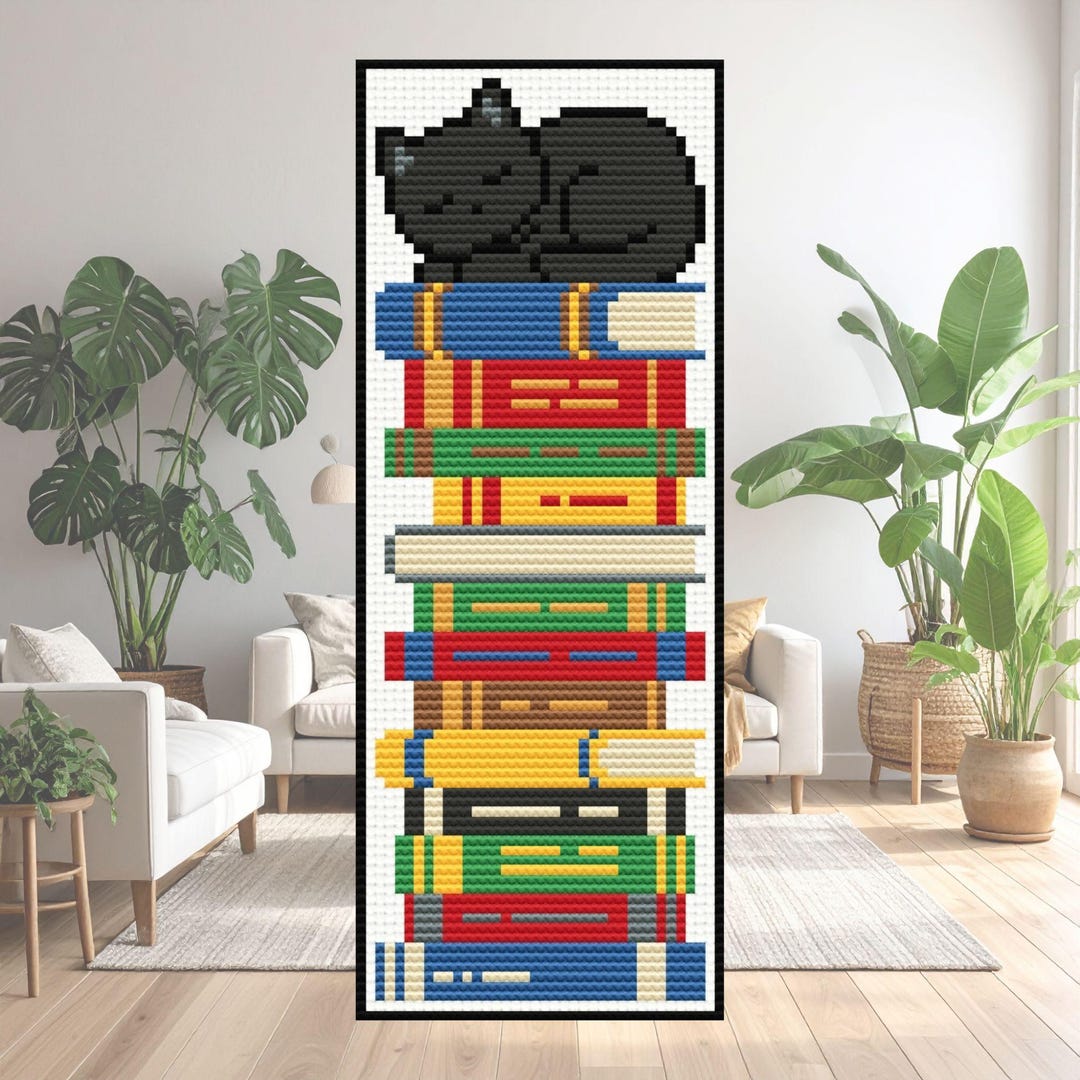 Cat and Books Bookmark Cross Stitch Pattern PDF – Beginner Friendly ...