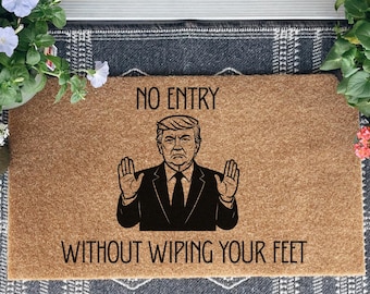 Zerbino anti-Trump, Vietato l'ingresso senza pulirsi i piedi, Zerbino "No Kings In America", Zerbino anti-Trump, Zerbino politico, Zerbino democratico