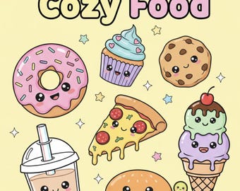 Gezellig kleurboek met etensthema – 30 leuke en schattige pagina's voor kinderen