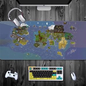 Runescape XXL-muismat - gamingbureaumat grote wereldkaart